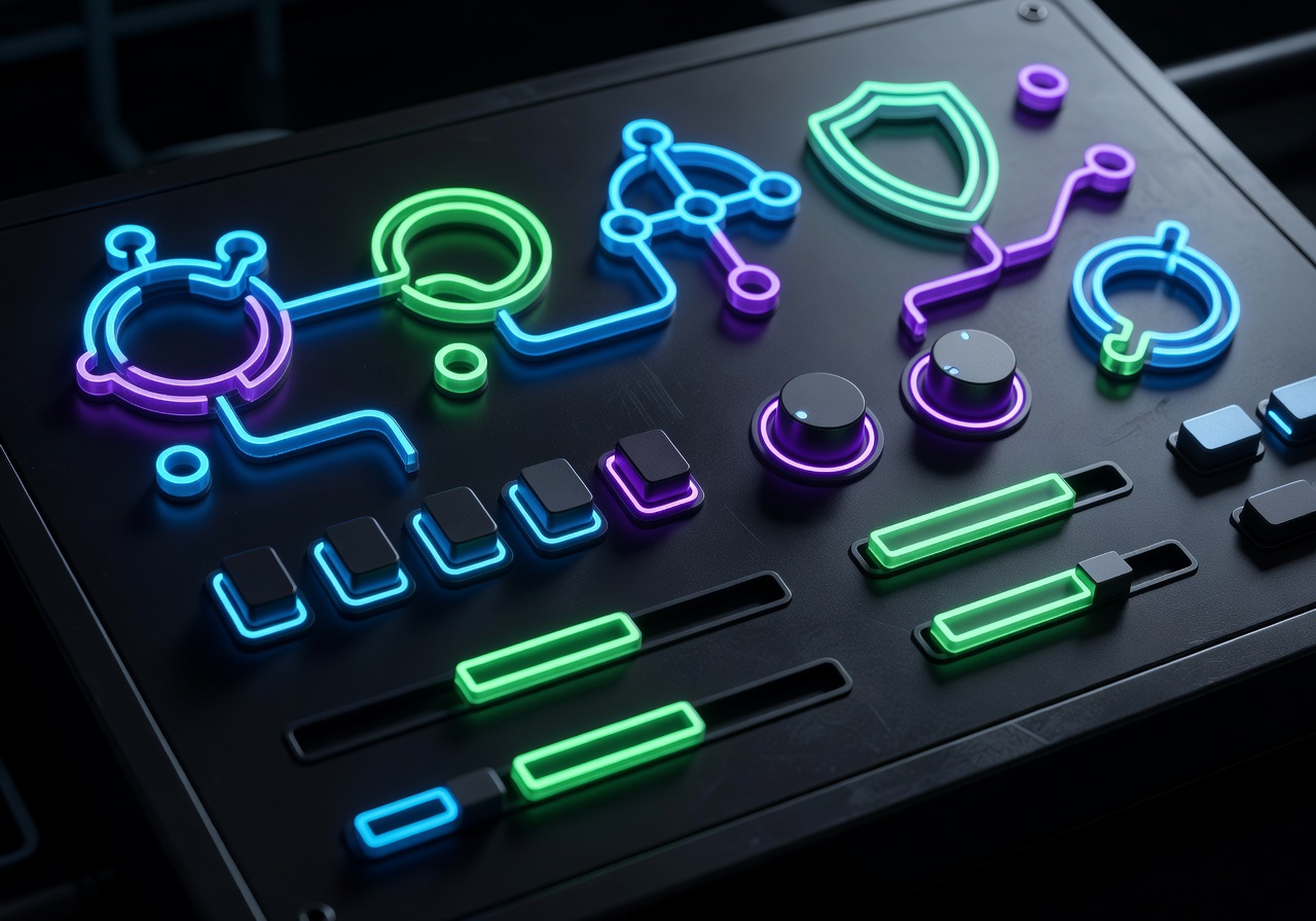 Neon control panel showing user data rights and privacy controls